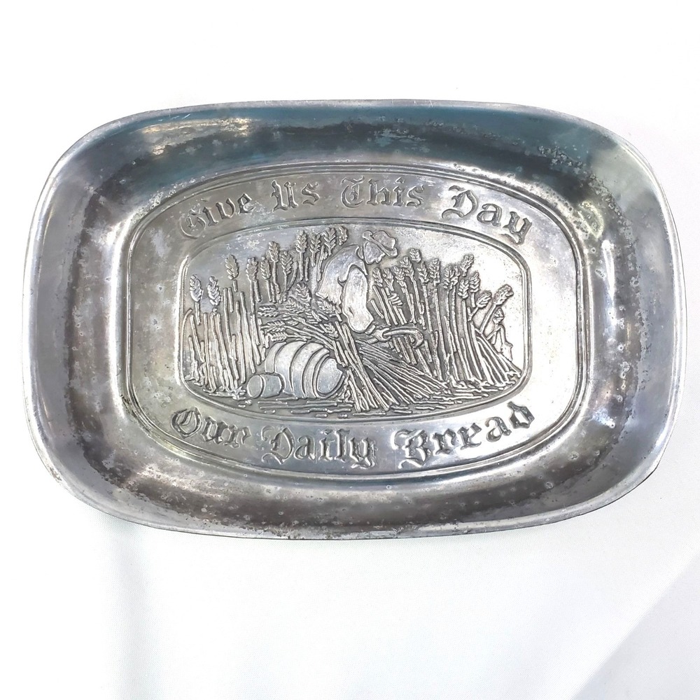 VTG Leonard Duratale "Give Us This Day Our Daily Bread" 1970s Pewter Tray